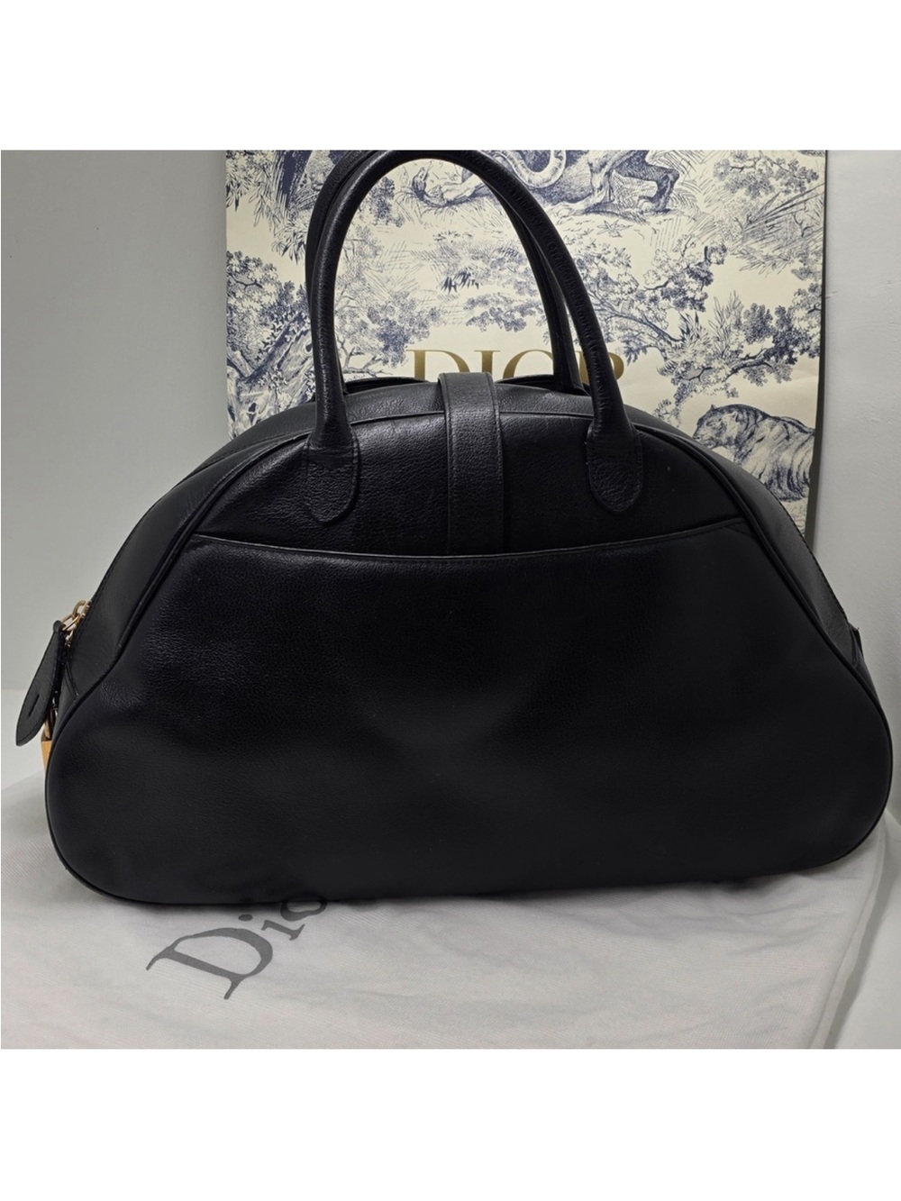 Dior Black Leather Satchel with Gold 'D' Accent - Picture 5 of 12